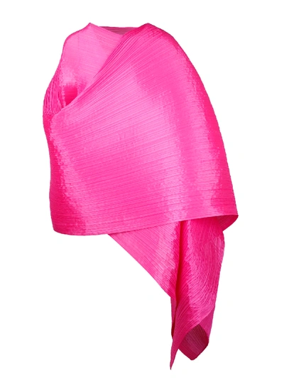 Shop Issey Miyake Asymmetric Pleated Stole In Pink & Purple