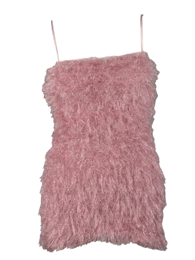 Shop Laneus Fur Effect Dress In Pink & Purple