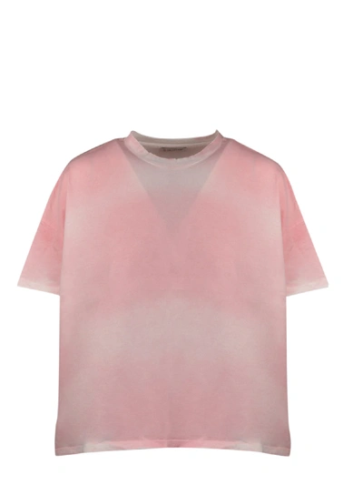 Shop Moncler Bleached Effect T-shirt In Pink & Purple