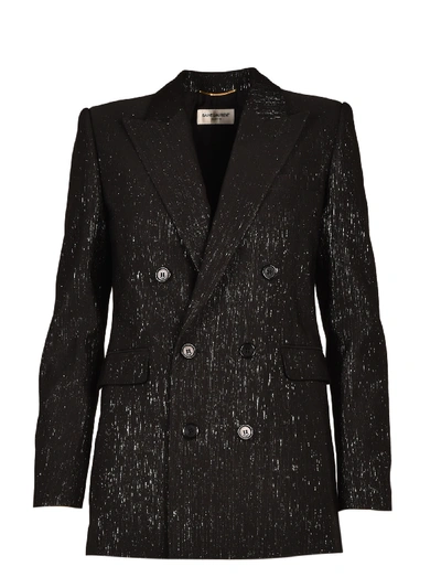 Shop Saint Laurent Double-breasted Blazer In Black