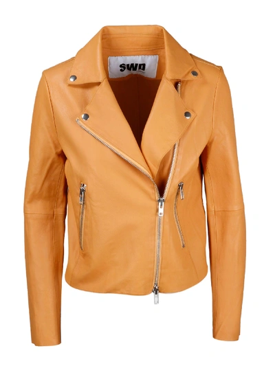 Shop Sword 6.6.44 Leather Jacket In Yellow & Orange