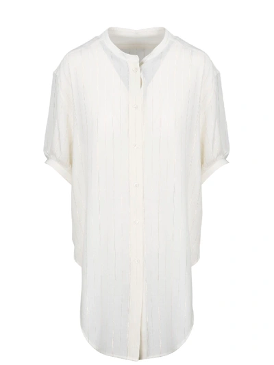 Shop Saint Laurent Striped Shirt With Knot In White