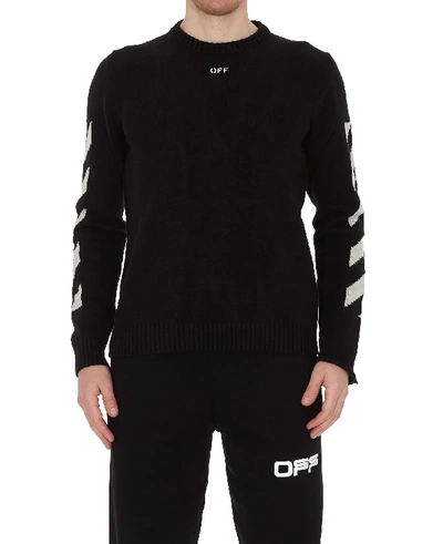 Shop Off-white Diagonal Off Sweater In Black