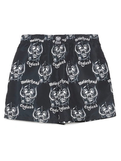 Shop Sss World Corp Motorhead Quickdry Swimshorts In Nero Bianco