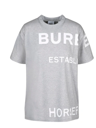 Shop Burberry Carrick Horseferry T-shirt In Grey