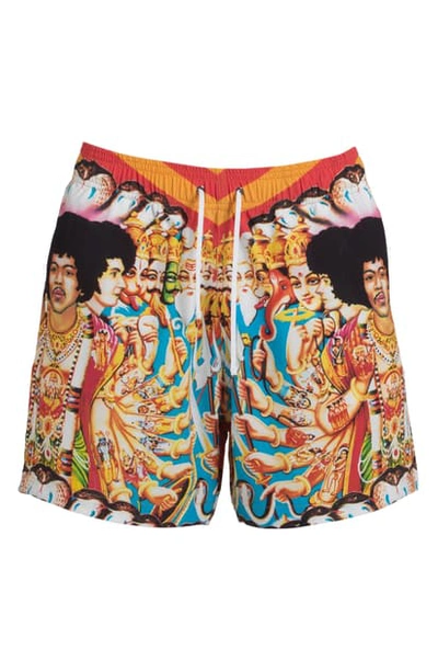 Shop Amiri Jimi Hendrix Swim Trunks In Red