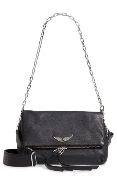 Shop Zadig & Voltaire Rocky Pebbled Leather Crossbody Bag In Noir