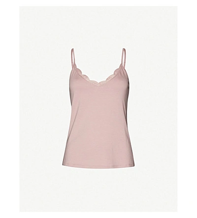 Shop Ted Baker Womens Pl-pink Lace-detail Stretch-jersey Vest 10