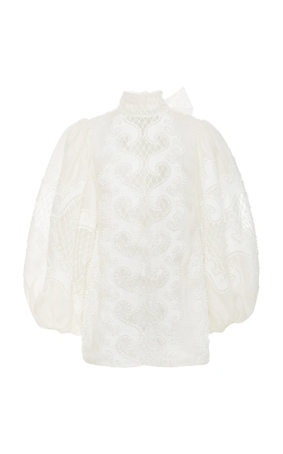 Shop Zimmermann Brightside Embroidered Blouse In White