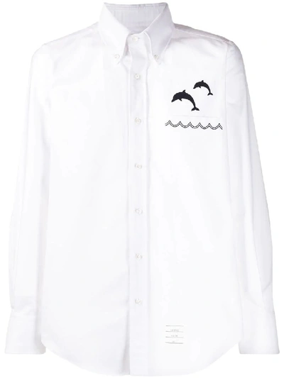 Shop Thom Browne White Dolphin Button-down Shirt
