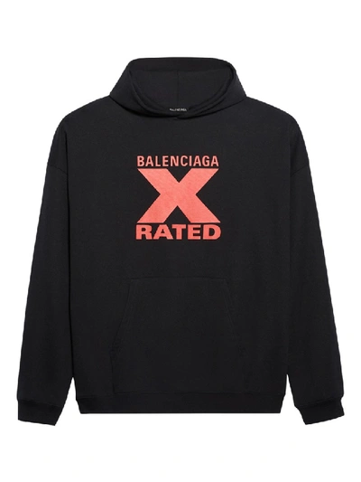 Shop Balenciaga X Rated Over-sized Logo Hoodie In Black