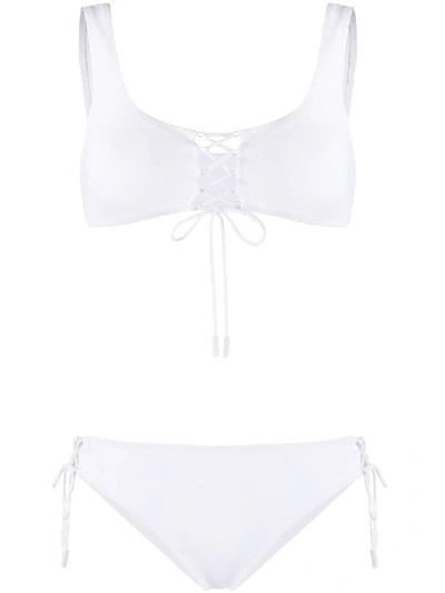 Shop Off-white White Arrow Logo Lace-up Bikini