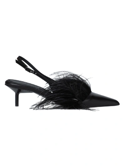 Shop Marques' Almeida Feather Sling Back Pumps In Black
