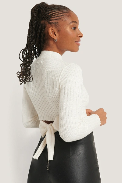 Shop Romy X Na-kd Tied Back Knitted Top White