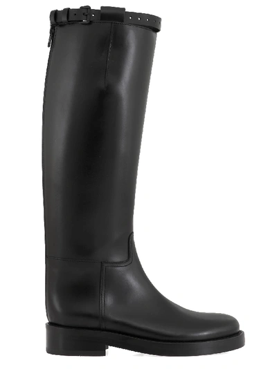 Shop Ann Demeulemeester Leather Boot In Vitello Lucido Nero (p)