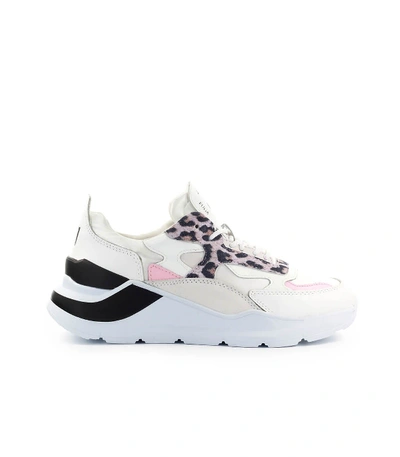 Shop D.a.t.e. Fuga Satin Leopard White Pink Sneaker In White / Pink (white)