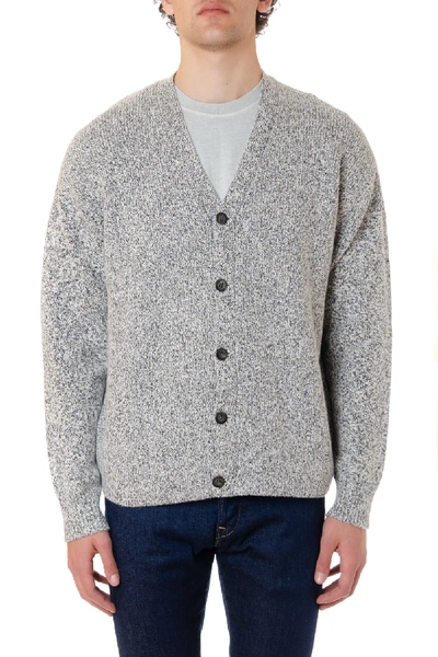 Shop John Elliott White & Grey Wool Blend V-neck Cardigan In Grey/white
