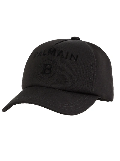 Shop Balmain Baseball Cap With Logo In Noir