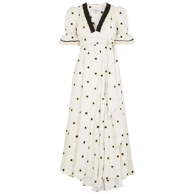 Shop Lug Von Siga Sabrina Embroidered Cotton-blend Maxi Dress In Ivory