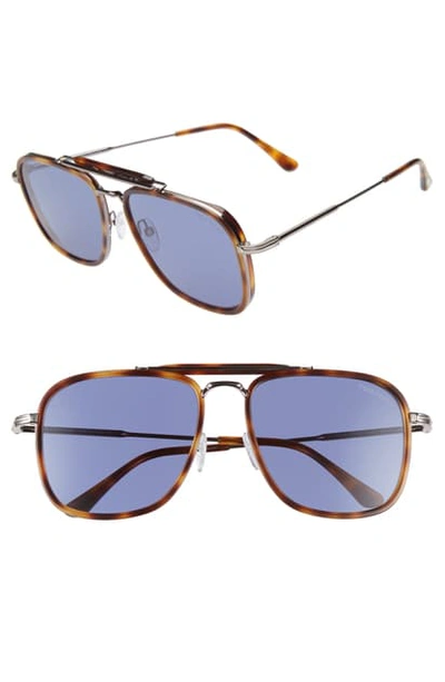 Shop Tom Ford Huck 58mm Navigator Sunglasses In Tortoise/ Blue