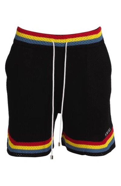 Shop Amiri Crochet Trim Basketball Shorts In Black