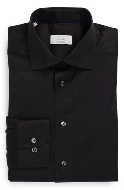 Shop Eton Contemporary Fit Twill Dress Shirt In Black
