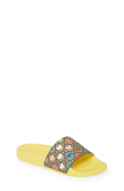 Shop Gucci Logo Slide Sandal In Yellow