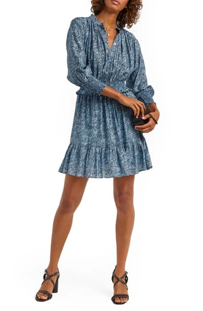 Shop Rebecca Minkoff Chloe Smocked Ruffle Minidress In Blue Multi