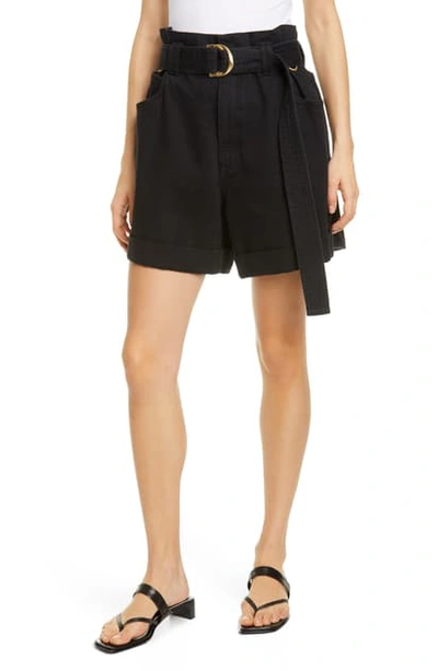 Shop Aje Eucalypt Paperbag Shorts In Black