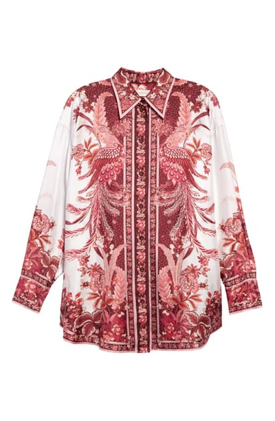 Shop Zimmermann Wavelength Print Silk Shirt In Pink Phoenix