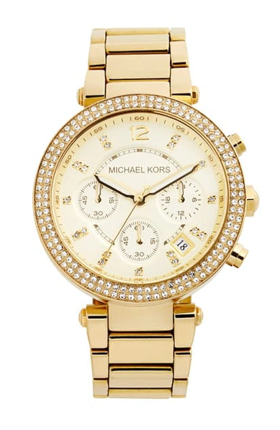 Shop Michael Kors 'parker' Chronograph Bracelet Watch, 39mm In Gold