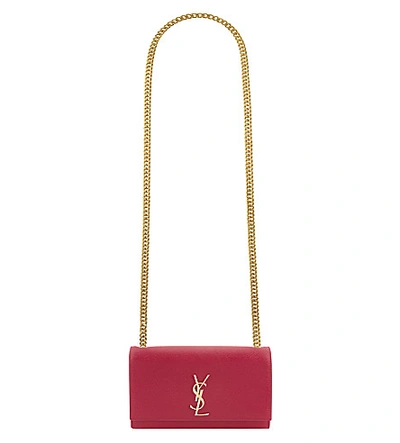 Shop Saint Laurent Monogram Medium Leather Shoulder Bag In Lipstick Fushia