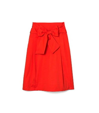 Shop Tory Burch Cotton Wrap Skirt In Red