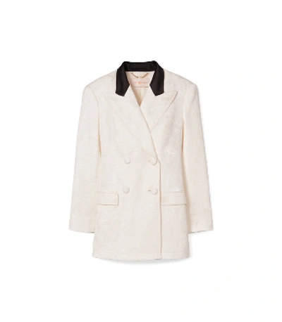 Tory Burch Floral Jacquard Blazer In White | ModeSens