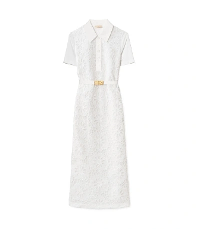 Shop Tory Burch Lace Polo Dress In White