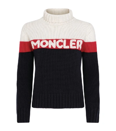 Shop Moncler Knitted Logo Sweater