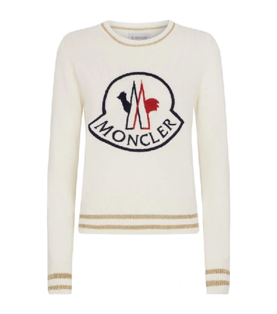 Shop Moncler Knitted Logo Sweater