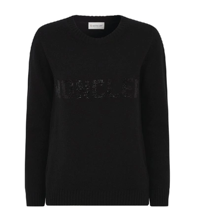 Shop Moncler Sequin Logo Sweater