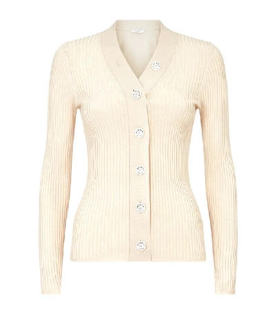 Shop Sandro Ribbed Cardigan In Beige
