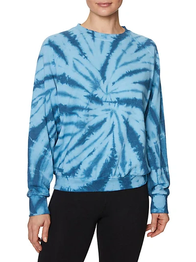 Shop Betsey Johnson Tie-dyed Cotton-blend Sweatshirt In Rio Blue
