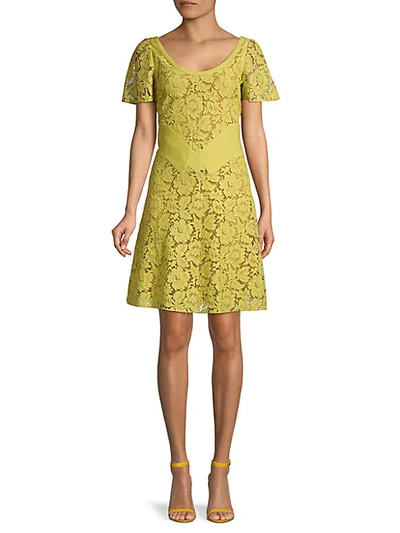 Shop Valentino Embroidered Floral Dress In Yellow