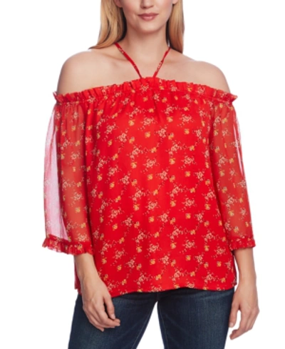 Shop Vince Camuto Bouquet Refresh Off-the-shoulder Top In Bright Ladybug