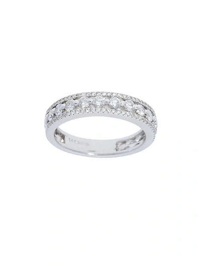 Shop Nephora 14k White Gold And Diamonds Pave Side Ring
