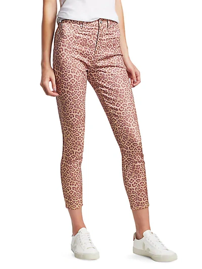 Shop 7 For All Mankind High-rise Leopard Ankle Skinny Jeans In Rose Leopard