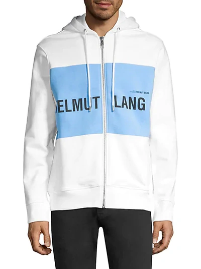 Helmut Lang Printed Zip-front Hoodie In White Sky Blue | ModeSens