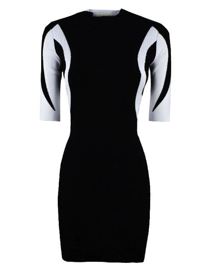 Shop Alyx Black Rib Knit Turtleneck Dress In Nero+bianco