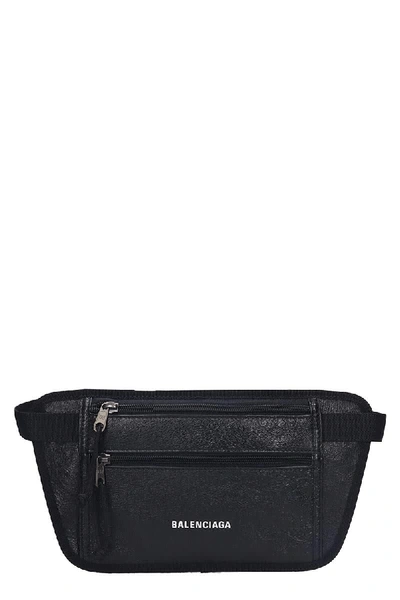 Shop Balenciaga Weekend Belt Waist Bag In Black Leather