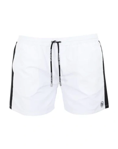 Shop Balmain Swim Shorts In White