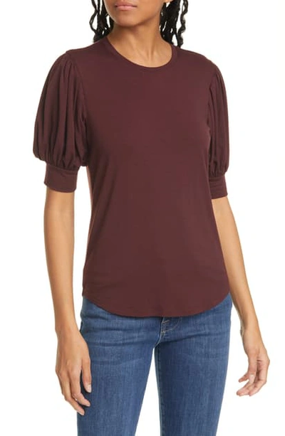 Shop Frame Puff Sleeve Top In Bordeaux