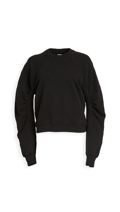 Shop Citizens Of Humanity Evelyn Ruched Sleeve Sweatshirt In Black